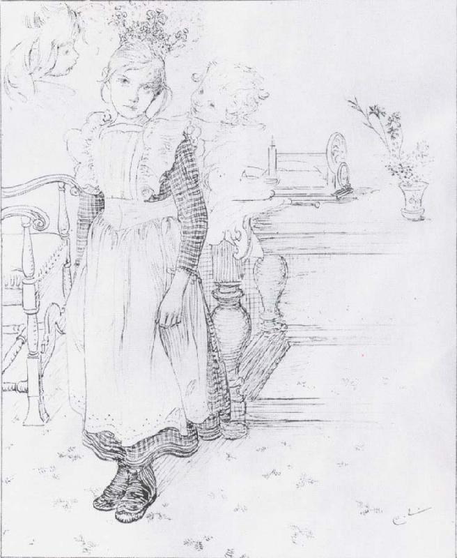 Carl Larsson Gir,Boy and Study of a Head oil painting image